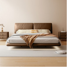 Luxury Modern Minimalist Leather Bedmaster Bed Suspended Steel Frame Solid Wood Leather Double Bed Luxury Modern Minimalist Leather Bedmaster Bed Suspended Steel Frame Solid Wood Leather Double Bed