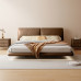 Luxury Modern Minimalist Leather Bedmaster Bed Suspended Steel Frame Solid Wood Leather Double Bed