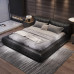 Italian Tofu Leather Bed Modern Minimal Double Bed Master Bedroom Luxurious Simplicity Top Layer Cowhide Black