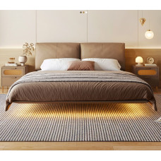 Floating Bed Italian Styled Minimalist Leather Bedroom Double Bed Modern Simplistic Wooden Wedding Bed Floating Bed Italian Styled Minimalist Leather Bedroom Double Bed Modern Simplistic Wooden Wedding Bed