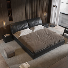 Modern Simple Wedding Bed Italian Style Minimal Top Layer Leather Master Bedroom Genuine Leather Double Bed Modern Simple Wedding Bed Italian Style Minimal Top Layer Leather Master Bedroom Genuine Leather Double Bed