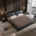 Modern Simple Wedding Bed Italian Style Minimal Top Layer Leather Master Bedroom Genuine Leather Double Bed