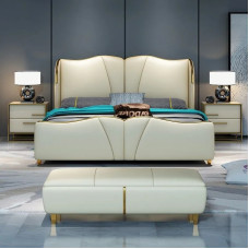 Modern Scandinavian Luxury Leather Bed Master Bedroom Leather Art Bed Double Bed Italian Wedding Bed Modern Scandinavian Luxury Leather Bed Master Bedroom Leather Art Bed Double Bed Italian Wedding Bed