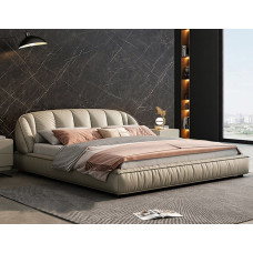 Genuine Leather Modern Minimalist Double Bed Master Bedroom Italian Style Super Simple 2m Bed Genuine Leather Modern Minimalist Double Bed Master Bedroom Italian Style Super Simple 2m Bed
