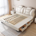 Leather Bed Luxury Contemporary Minimalist Double Bed Bedroom Master Bed Solid Wood Leather Upholstered Bed Marriage Bed