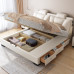 Leather Bed Luxury Contemporary Minimalist Double Bed Bedroom Master Bed Solid Wood Leather Upholstered Bed Marriage Bed