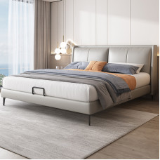 Leather Bed Modern Minimal Luxury Wedding Bed Double Bed Italian Light Luxury Bed Leather Bed Modern Minimal Luxury Wedding Bed Double Bed Italian Light Luxury Bed