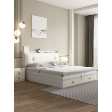 Modern minimalist 180cm double bed storage box luxurious tatami buttercream style bedroom Modern minimalist 180cm double bed storage box luxurious tatami buttercream style bedroom