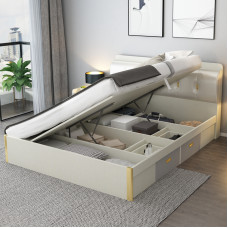 Luxury Modern Simple Pressure Box Storage Bed 150cm Small Bed Master Bed Double Bedside Open Luxury Modern Simple Pressure Box Storage Bed 150cm Small Bed Master Bed Double Bedside Open