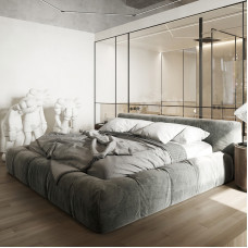 Scandinavian Luxury Tatami Floor Master Bed Sofa Cloth Art Bed Double Bed Minimalist Modern Simple Low Bed Wedding Bed