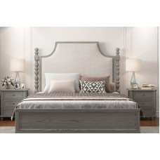 American Light Luxury Whitewood Master Bedroom Double Vintage Fabric Soft Package Bed Modern Minimalist Highend Solid Wood