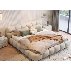 Puffytech Fabric Bed Minimalist Modern 18m Master Bedroom Double Creamy Wind Solid Wood Bed Puffytech Fabric Bed Minimalist Modern 18m Master Bedroom Double Creamy Wind Solid Wood Bed
