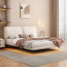 Nordic Cream Floating Fabric Bed for Small Bedrooms Modern Minimalist Double Bed Nordic Cream Floating Fabric Bed for Small Bedrooms Modern Minimalist Double Bed