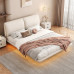 Nordic Cream Floating Fabric Bed for Small Bedrooms Modern Minimalist Double Bed Nordic Cream Floating Fabric Bed for Small Bedrooms Modern Minimalist Double Bed