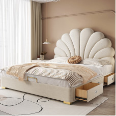 Modern Creamy Wind Twin Bed with Storage Modern Creamy Wind Twin Bed with Storage