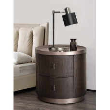 Italian Minimalist Smoked Wood Round Bedside Cabinet Simple Modern Round Cabinet Small Apartment Creative Design Italian Minimalist Smoked Wood Round Bedside Cabinet Simple Modern Round Cabinet Small Apartment Creative Design