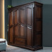 American Walnut Solid Wardrobe Luxury Storage Cabinet Home Bedroom Four Doors Wardrobe Luxury Villa Furniture