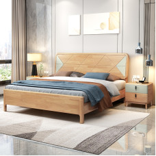 Modern Scandinavian Luxury Bedroom Set meter Solid Wood Marriage Bed