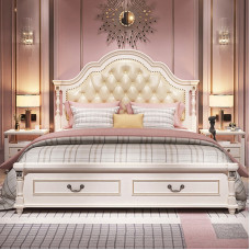 American Double Bed Bedroom Suite Furniture White European 150cm Bed Simple