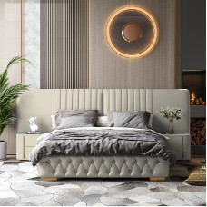 Modern Luxury Master Bedroom 180cm Leather Double Bed New Year Furniture Set Soft Package