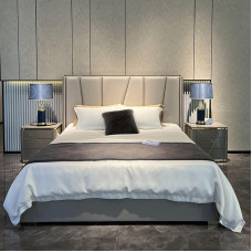 Double Leather Bed Suite Hotel Room 150cm Leather Bedroom Princess Wedding Bed