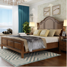 American Country Solid Wood Bed 180cm Double Bed Modern Minimalist Master Bedroom Furniture Set Wedding Bed