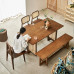 Vintage Wooden Dining Set Modern Rattan Bistro Table Walnut Vintage Wooden Dining Set Modern Rattan Bistro Table Walnut
