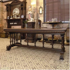 Vintage Carved Floral Dining Table Set