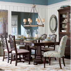 Classic American Vintage Patchwork Rectangular Dining Table Chair Set Furniture Whole Room Customization Villa Luxury Solid Wood