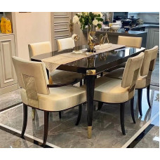American Light Luxury Solid Expanding Table and Chair Set Modern Minimalist Rectangle Six Person Dining Table Furniture