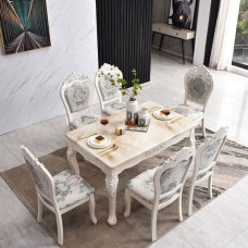 European style marble dining set furniture table small size rectangular home use