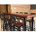 Iron Solid Wood Bar Table With Chairs High Stool