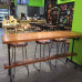 Iron Round Solid Wood Bar Table With Chairs High Stool Iron Round Solid Wood Bar Table With Chairs High Stool