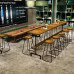 Iron Round Solid Wood Bar Table With Chairs High Stool Iron Round Solid Wood Bar Table With Chairs High Stool