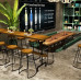 Iron Round Solid Wood Bar Table With Chairs High Stool Iron Round Solid Wood Bar Table With Chairs High Stool