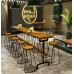 Iron Round Solid Wood Bar Table With Chairs High Stool Iron Round Solid Wood Bar Table With Chairs High Stool