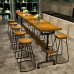 Iron Round Solid Wood Bar Table With Chairs High Stool Iron Round Solid Wood Bar Table With Chairs High Stool
