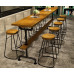 Iron Round Solid Wood Bar Table With Chairs High Stool Iron Round Solid Wood Bar Table With Chairs High Stool