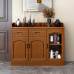 Wooden Sideboard Cupboard Wine Cabinet Tea Cupboard Multifunctional Kitchen Tea Chest Home Preparing Cupboard Bowl Cupboard Cabinet