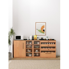 Japanese Style Dining Sideboard Tea Water Cabinet Nordic Storage Cabinet Solid Wood Prep Cabinet Cupboard Multifunctional Iwaya Board Water Dispenser