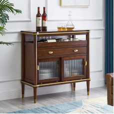 American Luxury Teakwood Small Storage Cabinet Separator Retro Sideboard Dark