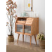 Nordic Real Wood Slab Sideboard Minimalist Wall Storage Shelf Cabinet Slim Japanese Style Tea Cart