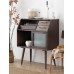 Nordic Real Wood Slab Sideboard Minimalist Wall Storage Shelf Cabinet Slim Japanese Style Tea Cart