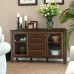 Pure Solid Wood Sideboards Black Walnut Red Oak Oven Side Cabinet Glass Lockers