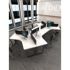 Modern 6 Person Office Desk Set With Partition Privacy Screen