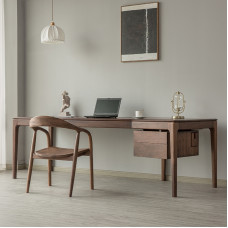 Black Walnut Corner Office Desk Modern Rustic Wood Home Computer Desk Executive Writing Table
