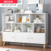 Compact Storage Cabinet Shelves Wood Legs Bookcase