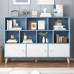 Compact Storage Cabinet Shelves Wood Legs Bookcase