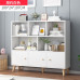 Compact Storage Cabinet Shelves Wood Legs Bookcase