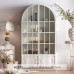 Vintage Wooden Floor Arch Bookshelf Glass Display Cabinet White Dustproof Living Room Storage Cabinet Vintage Wooden Floor Arch Bookshelf Glass Display Cabinet White Dustproof Living Room Storage Cabinet
